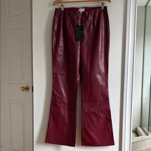 HAVE Faux Leather Pants in Wine Red